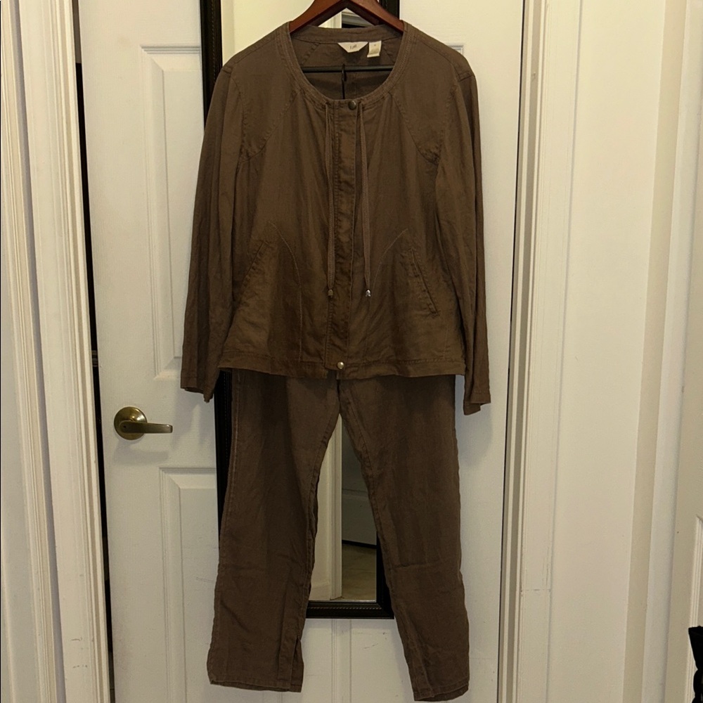 J. Jill Boho Brown linen leisure Pantsuit VGC